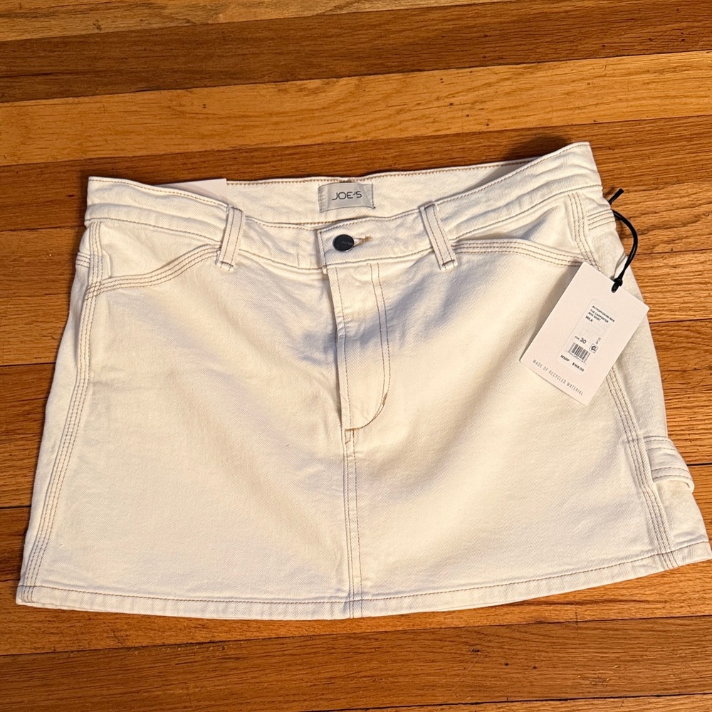 Joe's Jeans The Carpenter Milk White Denim Mini Skirt NWT